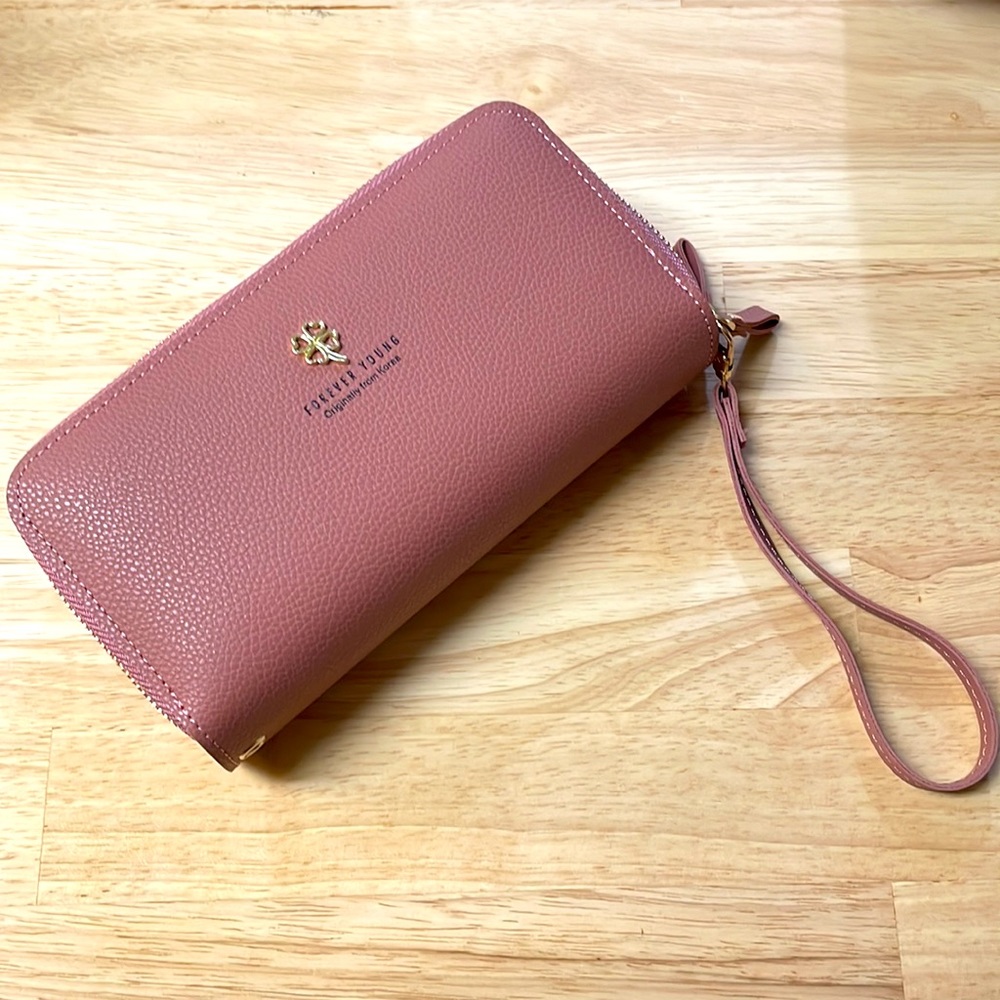 Dusty Pink Forever Young Letter Wristlet Wallet